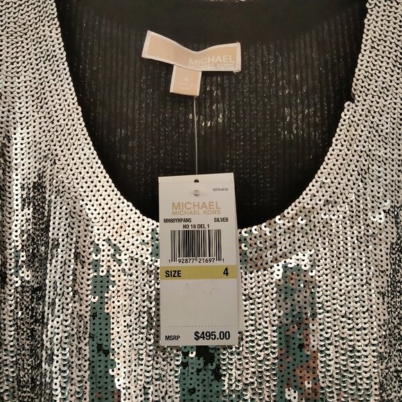 Micheal Kors  Silver Sequin Party Dress Size 4 - Picture 2 of 9